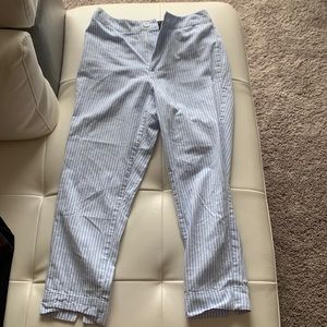 High waisted light blue striped pants